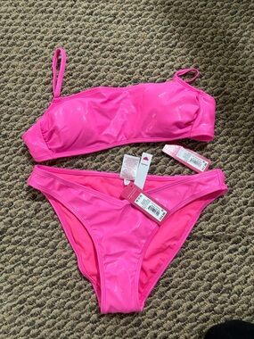 Xhilaration Hot Pink Shiny Bikini Set